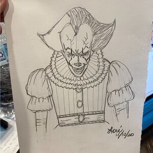 Creepy Clown Sketch Art Print Live Show